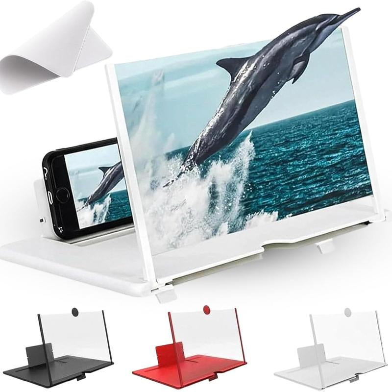 12" Mobile Phone Screen Magnifier,3D HD Mobile Magnifier Projector Screen for Movies,Videos, Foldable Phone Stand with Screen Amplifier,Supports All Smartphones (Black,12 Inches)