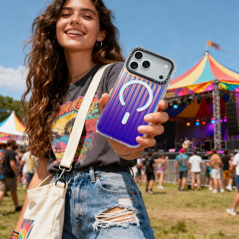 ORNARTO Iridescent Luggage Design Iphone 17 Pro/Pro Max Case Compatible with Magsafe Shockproof Military Grade Drop Protection