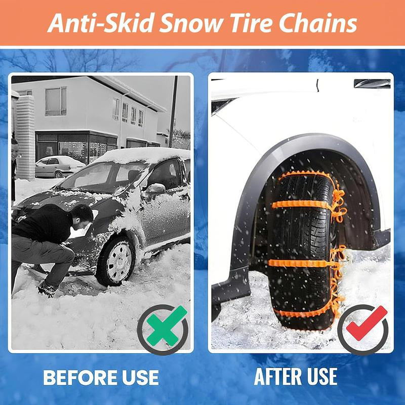 Universal Anti-Skid Snow Tire Chains, Emergency Traction Cables for Cars Suvs Trucks, Reusable Winter Safety Chains for Snow Ice Mud, 145-295Mm Tires (10)