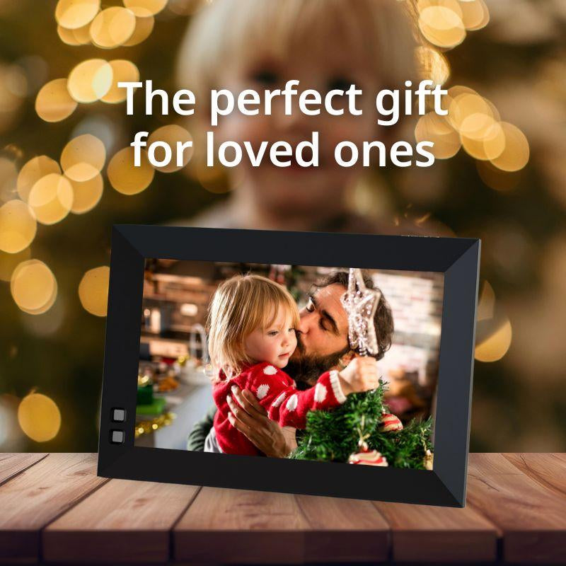 Nixplay Smart Digital Picture Frame 8 Inch Wifi Black AI Enhanced Landscape Mode with Mobile App & Preloaded Content for Gifted Family Playlists - Cloud Secure Storage Photo Decor