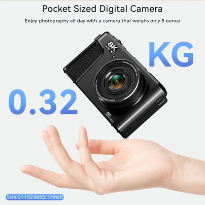 8K Digital Camera for Photography, 88MP Vlogging Camera for Youtube with 3" 180° Flip Screen, 18X Digital Zoom Point and Shoot Cam with 32GB Micro SD Card for Beginner