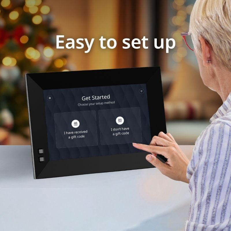 Nixplay Smart Digital Picture Frame 8 Inch Wifi Black AI Enhanced Landscape Mode with Mobile App & Preloaded Content for Gifted Family Playlists - Cloud Secure Storage Photo Decor