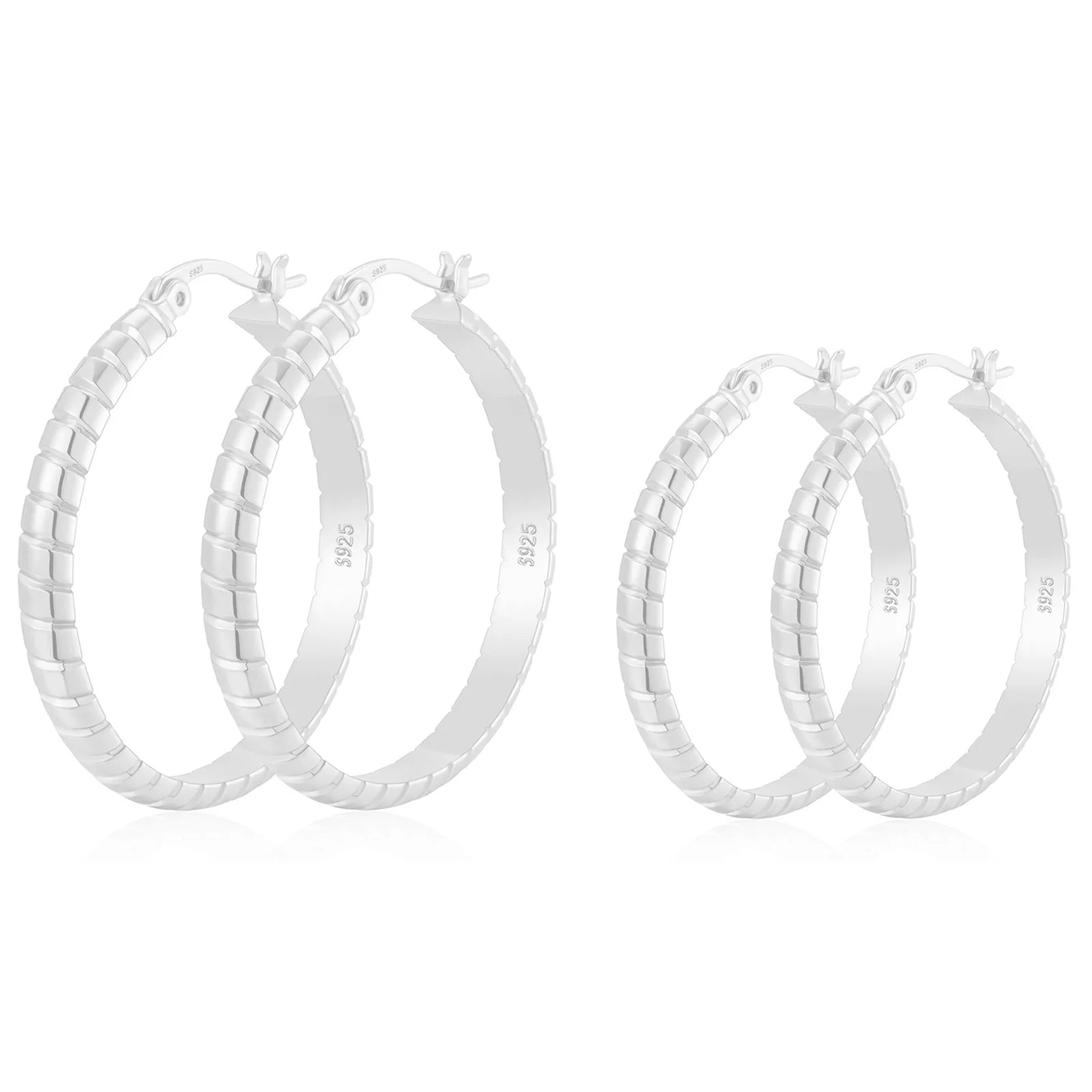 2 Pairs 18K White Gold Plated Hoop Earrings for Women S925 Sterling Silver Post Hypoallergenic Earrings Set Birthday Christmas Jewelry Gifts Mom Girlfriend Adults Stocking Stuffers 30/40MM