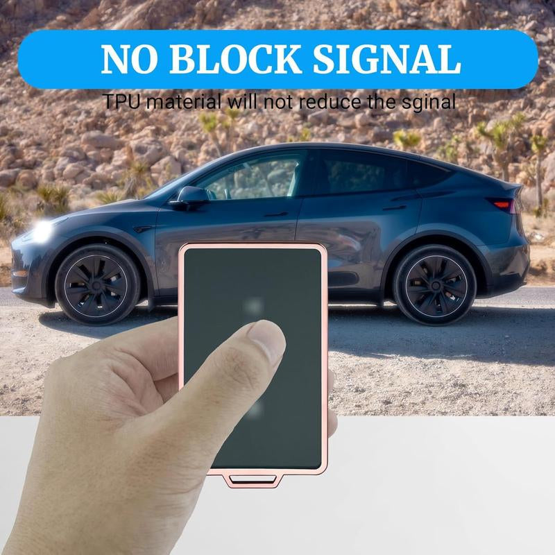 Transparent Card Key Holder for Tesla, Soft Card Case Cover for Model Y/3/S/X Cybertruck Accessories, Pink