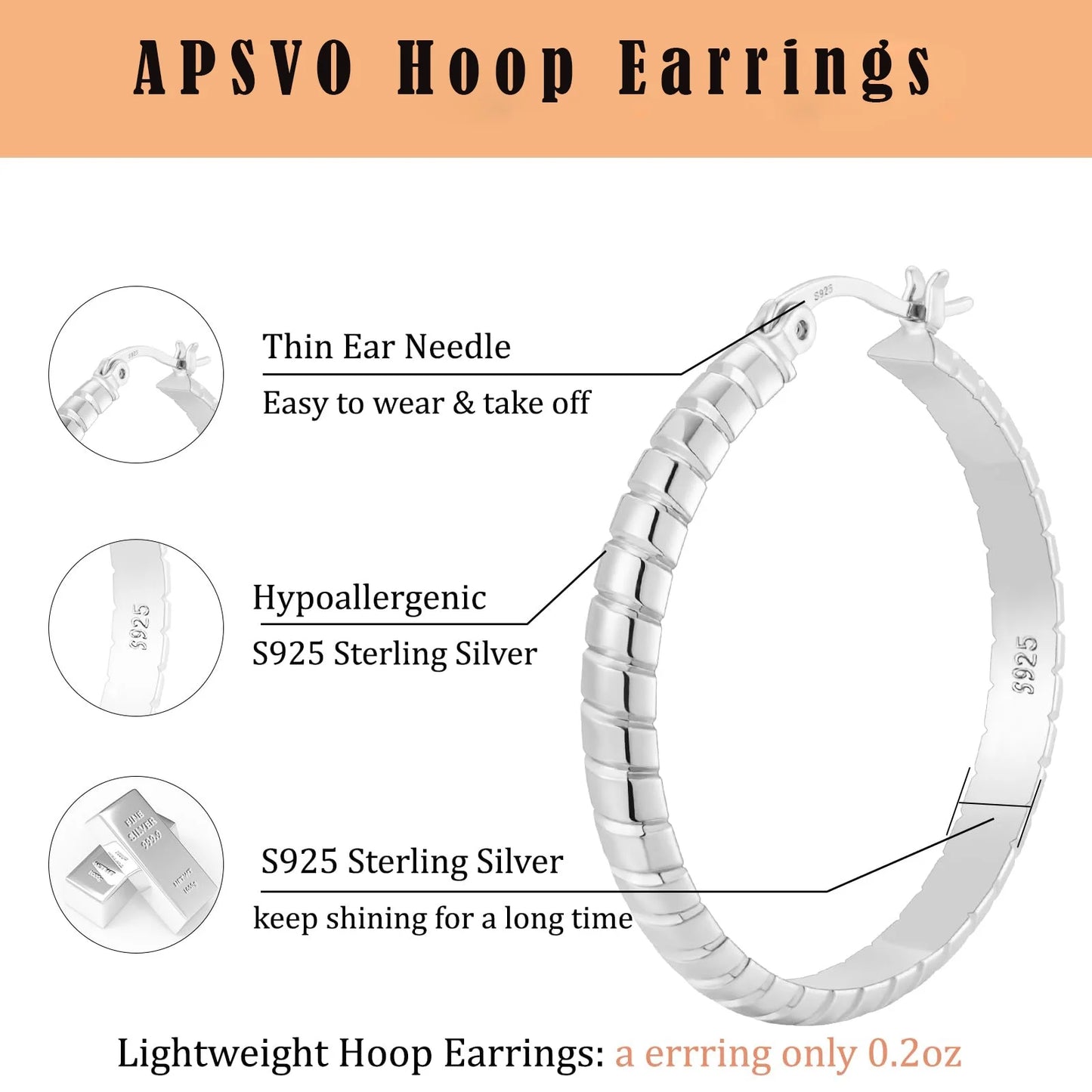 2 Pairs 18K White Gold Plated Hoop Earrings for Women S925 Sterling Silver Post Hypoallergenic Earrings Set Birthday Christmas Jewelry Gifts Mom Girlfriend Adults Stocking Stuffers 30/40MM