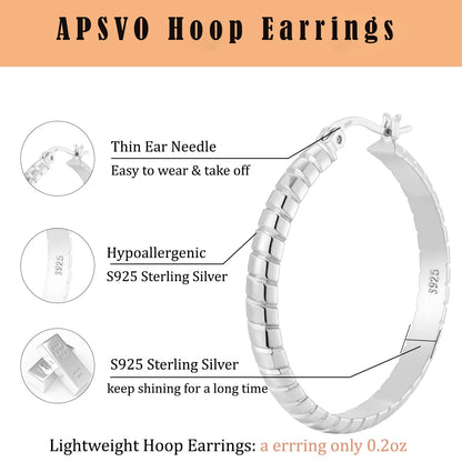 2 Pairs 18K White Gold Plated Hoop Earrings for Women S925 Sterling Silver Post Hypoallergenic Earrings Set Birthday Christmas Jewelry Gifts Mom Girlfriend Adults Stocking Stuffers 30/40MM
