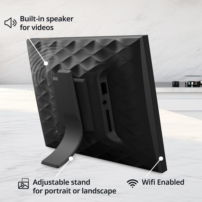 Nixplay Smart Digital Picture Frame 8 Inch Wifi Black AI Enhanced Landscape Mode with Mobile App & Preloaded Content for Gifted Family Playlists - Cloud Secure Storage Photo Decor