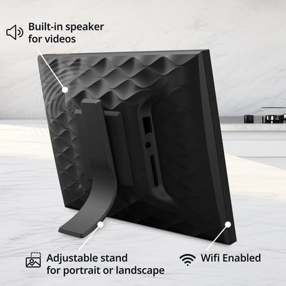 Nixplay Smart Digital Picture Frame 8 Inch Wifi Black AI Enhanced Landscape Mode with Mobile App & Preloaded Content for Gifted Family Playlists - Cloud Secure Storage Photo Decor