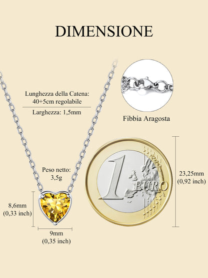 Silver Necklace 925 Sterling Silver Birthstone Love Heart Necklace Gifts for Women