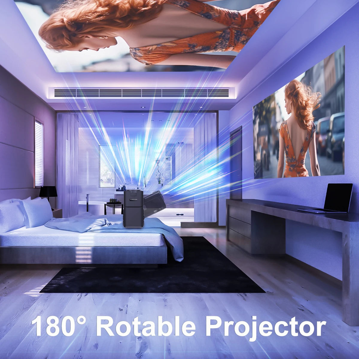 4K Android 11 Native 1080P Projector with 390 ANSI Lumens, Dual WiFi 6, Bluetooth 5.0, and Portable Design - Upgraded HY300 Model
