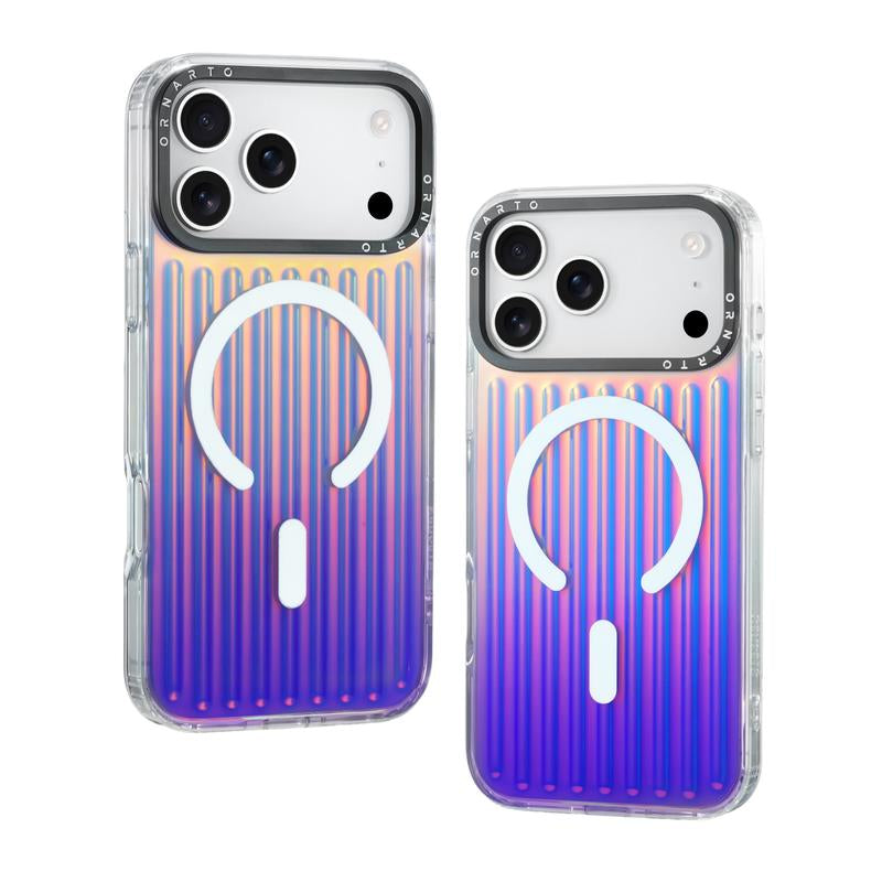 ORNARTO Iridescent Luggage Design Iphone 17 Pro/Pro Max Case Compatible with Magsafe Shockproof Military Grade Drop Protection