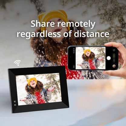 Nixplay Smart Digital Picture Frame 8 Inch Wifi Black AI Enhanced Landscape Mode with Mobile App & Preloaded Content for Gifted Family Playlists - Cloud Secure Storage Photo Decor
