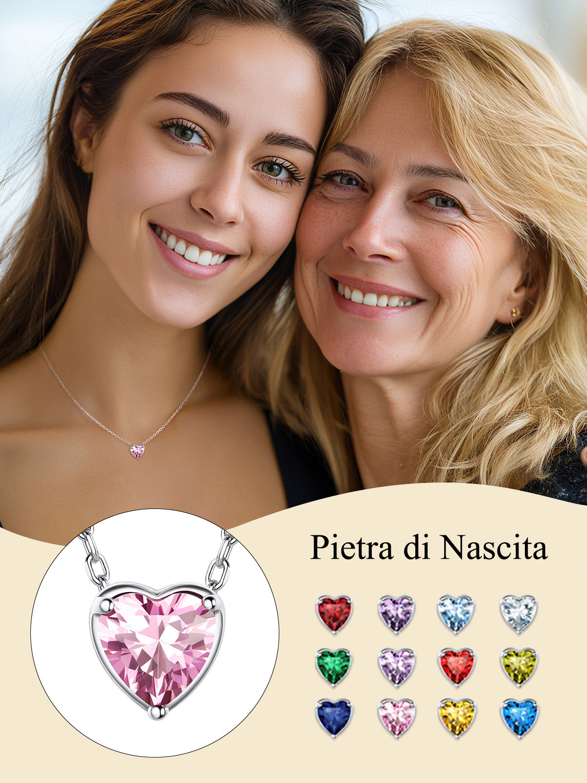 Silver Necklace 925 Sterling Silver Birthstone Love Heart Necklace Gifts for Women