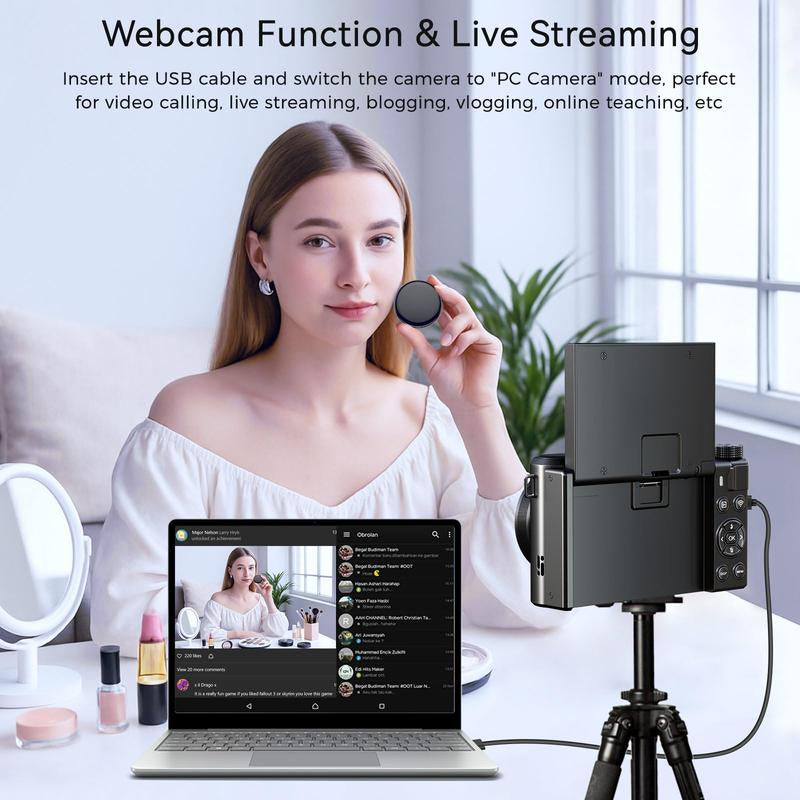 8K Digital Camera for Photography, 88MP Vlogging Camera for Youtube with 3" 180° Flip Screen, 18X Digital Zoom Point and Shoot Cam with 32GB Micro SD Card for Beginner