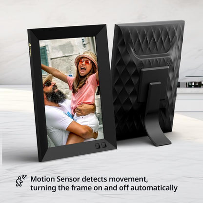 Nixplay Smart Digital Picture Frame 8 Inch Wifi Black AI Enhanced Landscape Mode with Mobile App & Preloaded Content for Gifted Family Playlists - Cloud Secure Storage Photo Decor