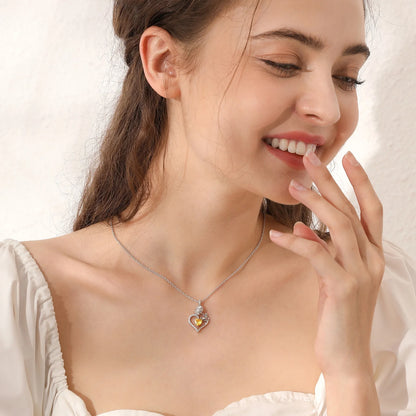 925 Sterling Silver Birthstone Necklace Rose Flower Heart Pendant Jewelry Christmas Valentines Mother'S Day Gifts for Women Mom Wife/Lover