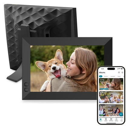 Nixplay Smart Digital Picture Frame 8 Inch Wifi Black AI Enhanced Landscape Mode with Mobile App & Preloaded Content for Gifted Family Playlists - Cloud Secure Storage Photo Decor