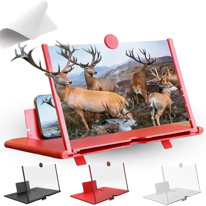 12" Mobile Phone Screen Magnifier,3D HD Mobile Magnifier Projector Screen for Movies,Videos, Foldable Phone Stand with Screen Amplifier,Supports All Smartphones (Black,12 Inches)