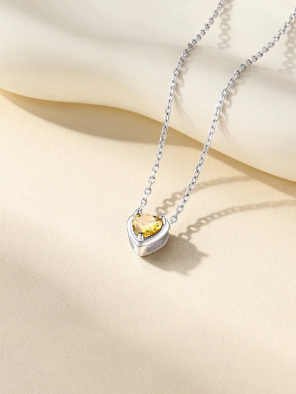 Silver Necklace 925 Sterling Silver Birthstone Love Heart Necklace Gifts for Women