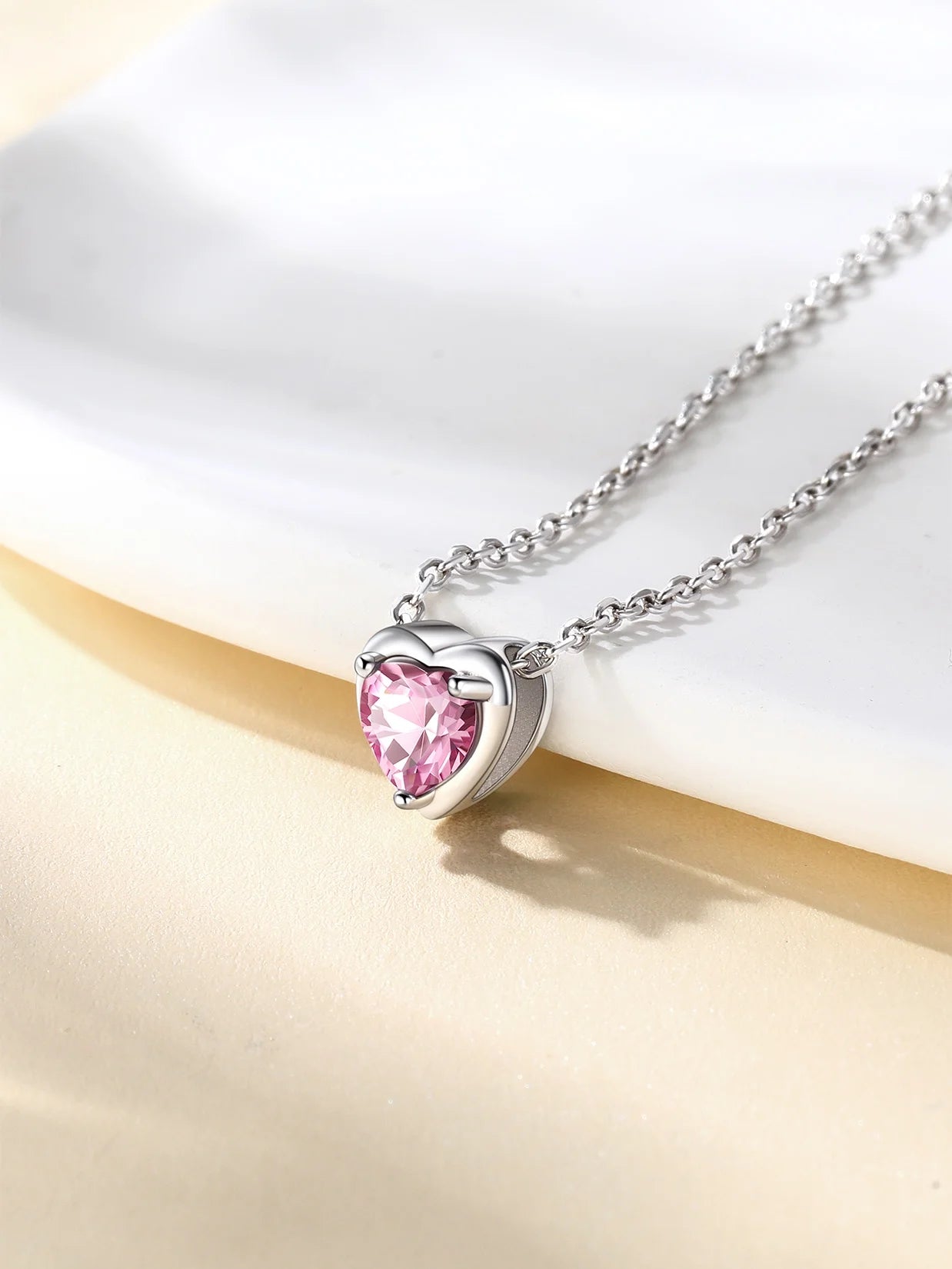 Silver Necklace for Women 925 Sterling Silver Birthstone Love Heart Necklace