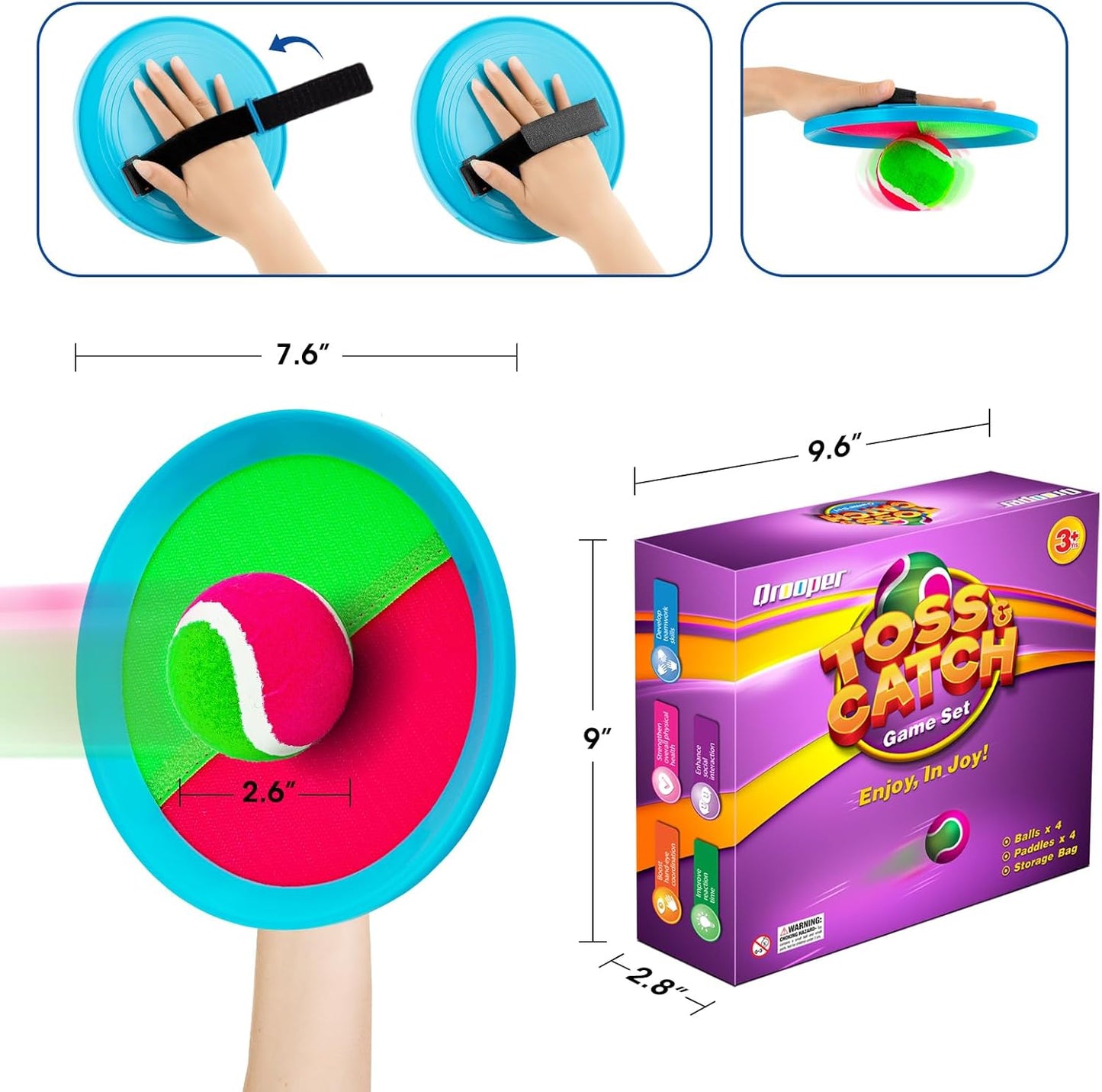 Kids Toys Toss and Catch Game Set Yard Camping Outdoor Games for Kids Ages 2-4 4-8 8-12, outside Beach Pool Toys for 3 4 5 6 7 8 Year Old Boys Girls Birthday Gift Family Vacation Essentials