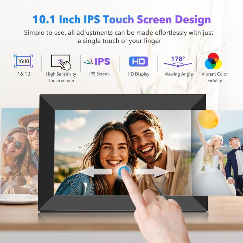 Uhale 10.1'' Wifi Digital Picture Frame Gift Idea - 1280X800 HD IPS Touch Screen, Electronic Smart Photo Frame with 32GB Storage, Share Photos/Videos Instantly and Send Best Wishes, Holidays Christmas Thanksgiving Gift for Mom, Grandparents, Decor