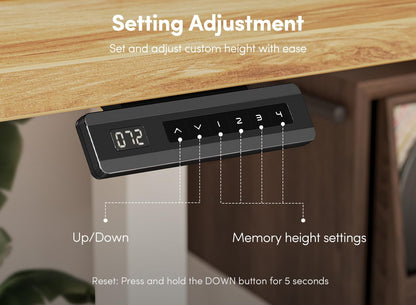 40 X 24 Inch Height Adjustable Electric Standing Desk with Double Drawer, Computer Desk, Home Office Stand up Table with 4 Height-Adjustable Feets & 2 Hooks, Light Rustic