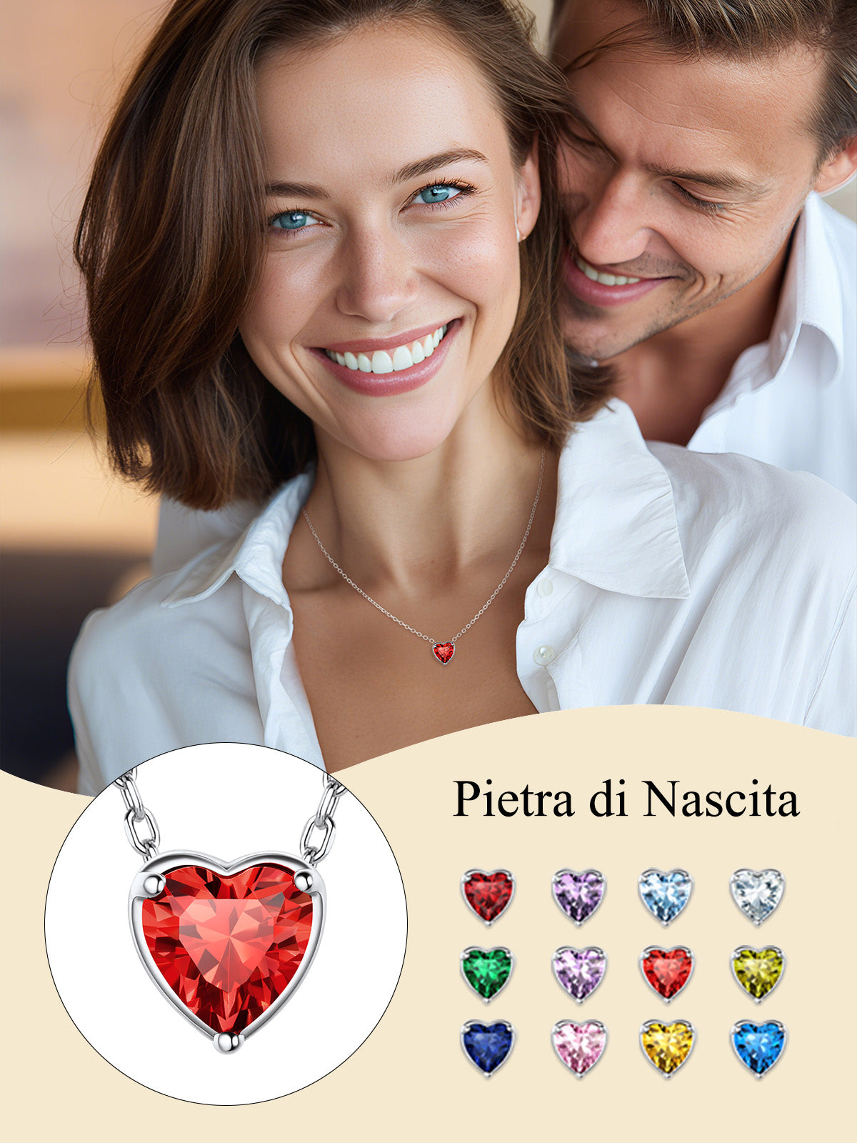 Silver Necklace 925 Sterling Silver Birthstone Love Heart Necklace Valentine'S Day Gift for Her